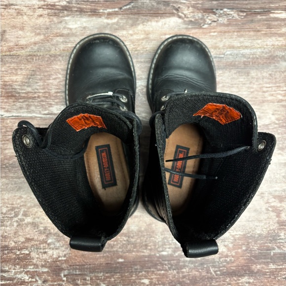 Harley-Davidson | VGUC Women’s Heel Black Leather Lace-Up Riding Boots Biker 8 - Picture 4 of 9